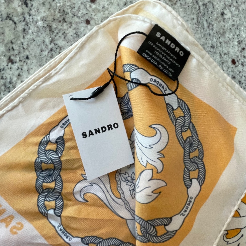Printed Silk Twill Scarf from SANDRO - Picture 7 of 9